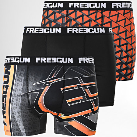 Freegun - Lot De 3 Boxers Brand Noir Orange