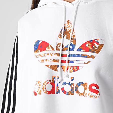 Adidas Originals - Sweat Capuche Femme Boxy GN3356 Blanc