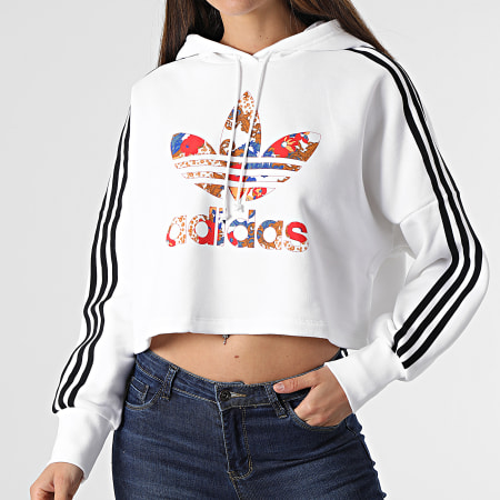 Adidas Originals - Sweat Capuche Femme Boxy GN3356 Blanc