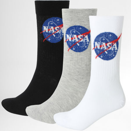 NASA - Lot De 3 Paires De Chaussettes NASA09 Blanc Gris Chiné Noir