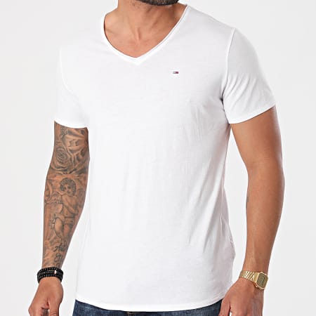 Tommy Jeans - Jaspe 9587 Camiseta blanca oversize cuello en V Slim Camiseta