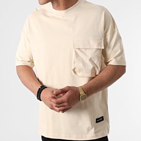 Ikao - Camiseta oversize con bolsillos LL441 Beige