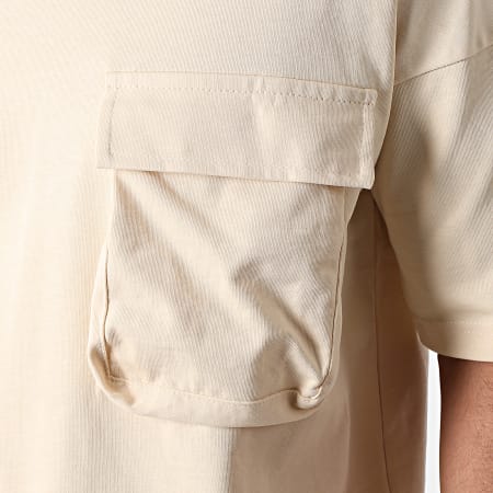 Ikao - Camiseta oversize con bolsillos LL441 Beige