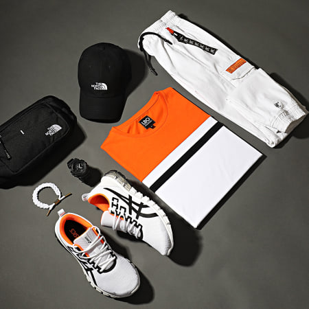 LBO - Tee Shirt Tricolore 1632 Orange Noir Blanc