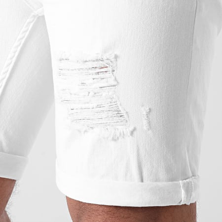 LBO - Short Jean Skinny Fit Avec Dechirures 1470 Blanc