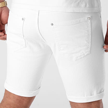 LBO - Short Jean Skinny Fit Avec Dechirures 1470 Blanc