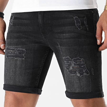 LBO - Pantalones cortos vaqueros ajustados con rotos 1466 Denim Negro