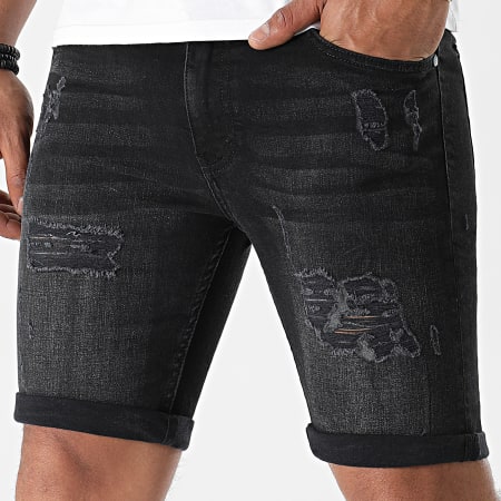 LBO - Pantaloncini jeans skinny con strappi 1466 Denim Nero