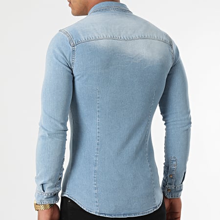 LBO - Camicia jeans super skinny a maniche lunghe 865 Denim blu chiaro