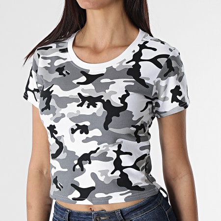 Urban Classics - Tee Shirt Crop Femme TB2755 Blanc Gris Camouflage