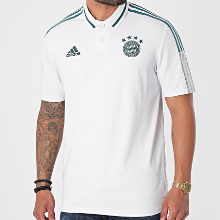 Adidas Sportswear - Polo Manches Courtes A Bandes FC Bayern GK8629 Blanc Vert