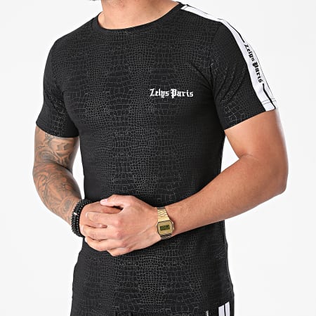 Zelys Paris - Set di magliette da jogging con strisce di coccodrillo nere
