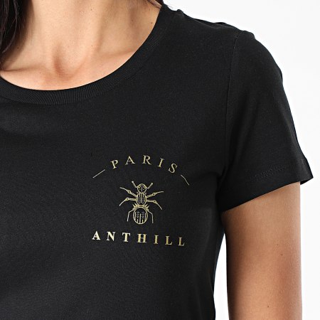 Anthill - Tee Shirt Femme Chest Logo Noir Doré