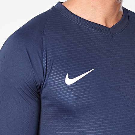 Nike - Tee Shirt Manches Longues Col V Dri-FIT Bleu Marine Rouge