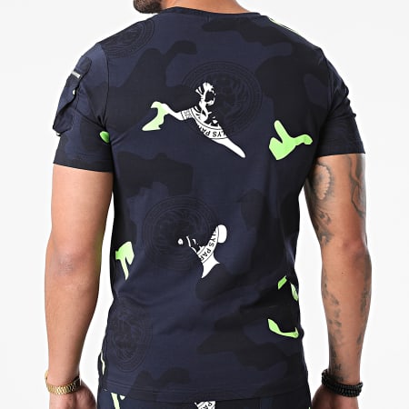 Zelys Paris - Ensemble Tee Shirt Short Jogging Camouflage Naga Bleu Marine