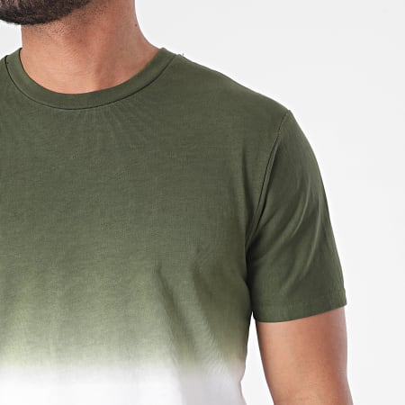 John H - Camiseta oversize T110 Blanco Verde Caqui Degradado