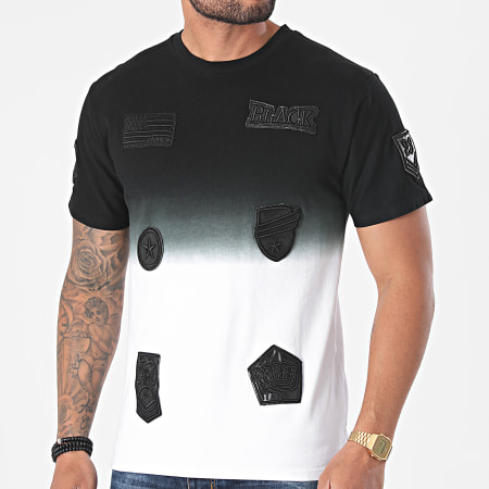 John H - Camiseta oversize T113 Negro Blanco Degradado
