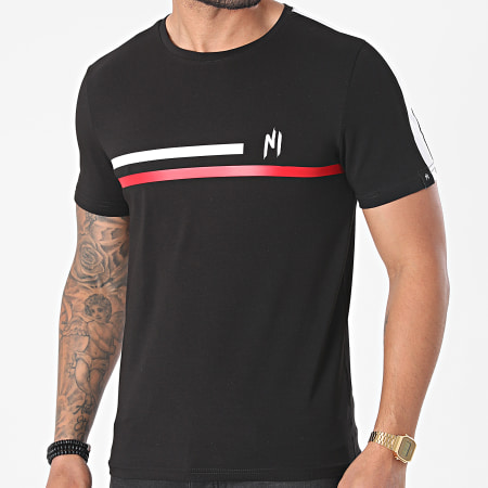 NI by Ninho - Tee Shirt A Bandes Shaft TS020 Noir Rouge