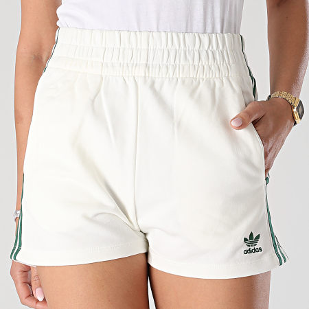 Adidas Originals - Short Jogging Femme A Bandes H56438 Blanc Cassé Vert