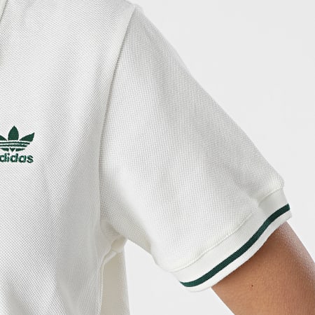Adidas Originals - Polo Manches Courtes Crop Femme H56468 Blanc Cassé Vert