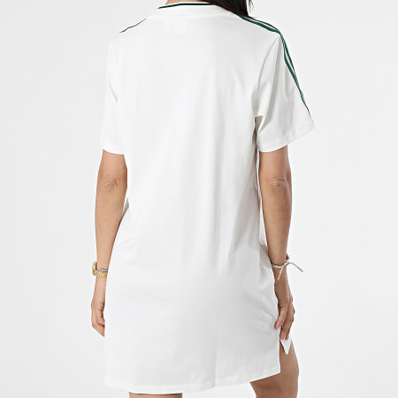 Adidas Originals - Robe Tee Shirt A Bandes Femme H56457 Blanc Cassé Vert