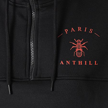 Anthill - Sweat Outdoor Col Zippé Back Logo Noir Rouge