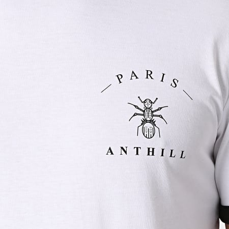 Anthill - Maglietta con logo sul petto Ringer Bianco Nero