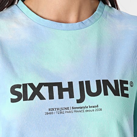 Sixth June - Robe Tee Shirt Femme Tie Dye W4302VDR Bleu Vert