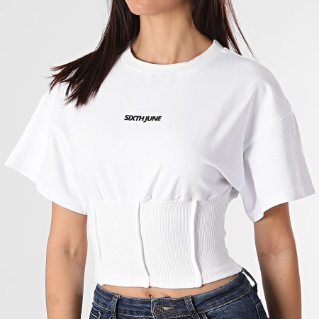 Sixth June - Tee Shirt Crop Femme W32460VTS Blanc
