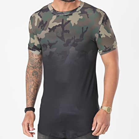 Sixth June - Tee Shirt Oversize M22246VTS Noir Vert Kaki Camouflage Dégradé