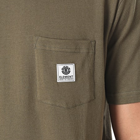 Element - Tee Shirt Poche Basic Pocket Label Vert Kaki