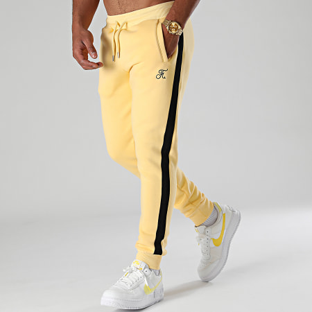 Final Club - Pantaloni da jogging premium con riga giallo pastello 663