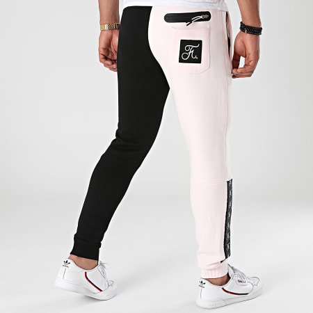 Final Club - Pantaloni da jogging in edizione limitata Half Colors Nero Rosa Pallido