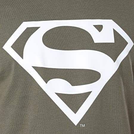 DC Comics - Camiseta Logo Verde Caqui Blanca