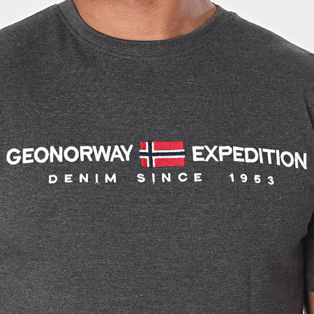 Geographical Norway - Tee Shirt Jondo Gris Anthracite Chiné