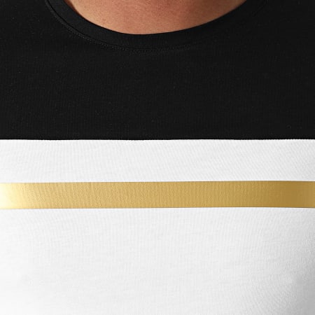 LBO - Camiseta Tricolor Rayas Doradas 1572 Blanco