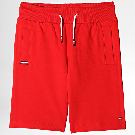 Tommy Hilfiger - Pantalón corto de jogging con inserciones de canalé para niños 6597 Rojo