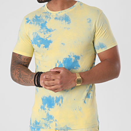 MTX - Tie Dye Jogging Shorts Camiseta Set TM0405 Amarillo Azul