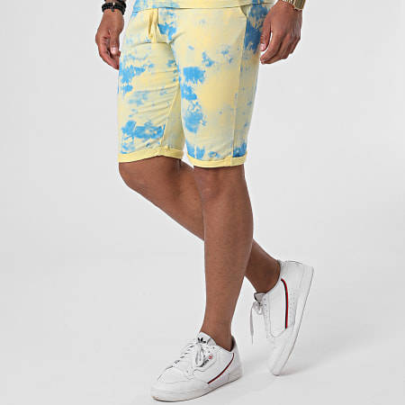 MTX - Tie Dye Jogging Shorts Camiseta Set TM0405 Amarillo Azul