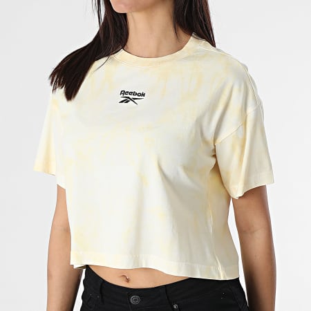 Reebok Tee Shirt Femme Crop Classics Cloud Dye GV1825 Jaune Ryses