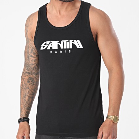 Santini - Camiseta de tirantes con logotipo en blanco y negro