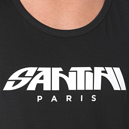 Santini - Camiseta de tirantes con logotipo en blanco y negro