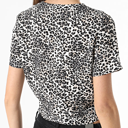Vero Moda - Chemise Manches Courtes Femme Crop Leopard Simply Easy Beige