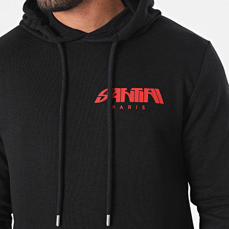 Santini - Sweat Capuche Logo Noir Rouge