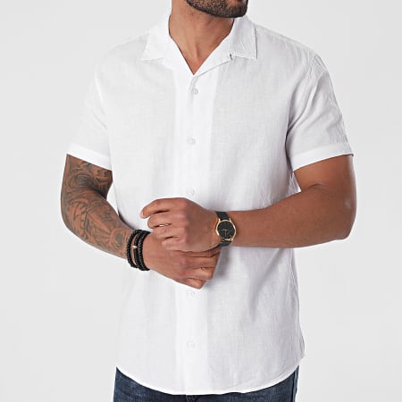 Selected - Chemise Manches Courtes New Linen Blanc