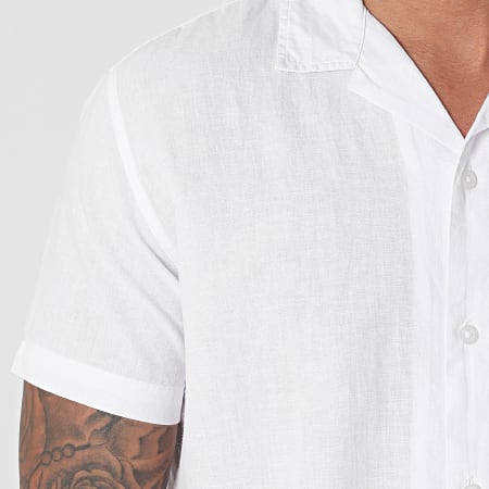 Selected - Chemise Manches Courtes New Linen Blanc