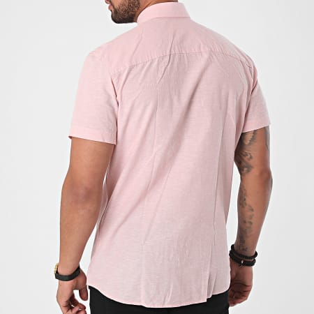 Selected - Chemise Manches Courtes Slim New Linen Rose