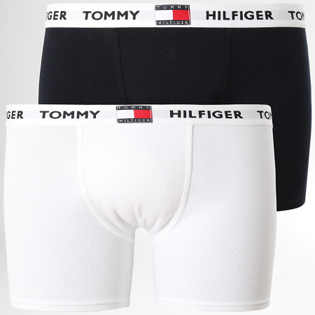 Tommy Hilfiger - Juego de 2 calzoncillos bóxer para niños 0366 Azul marino Blanco