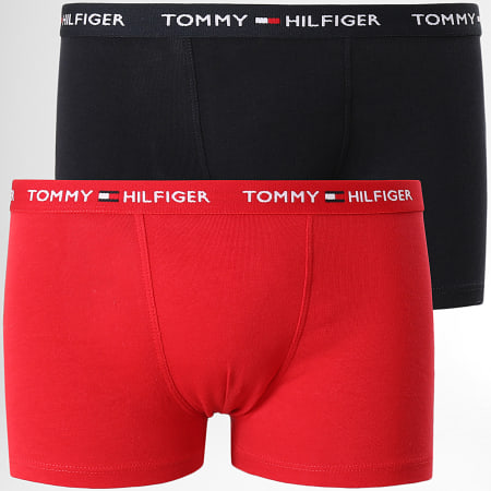Tommy Hilfiger - Lote de 2 calzoncillos bóxer para niños 0387 Azul marino Rojo