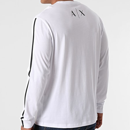 Armani Exchange - Tee Shirt Manches Longues A Bandes 3KZTFE-ZJH4Z Blanc